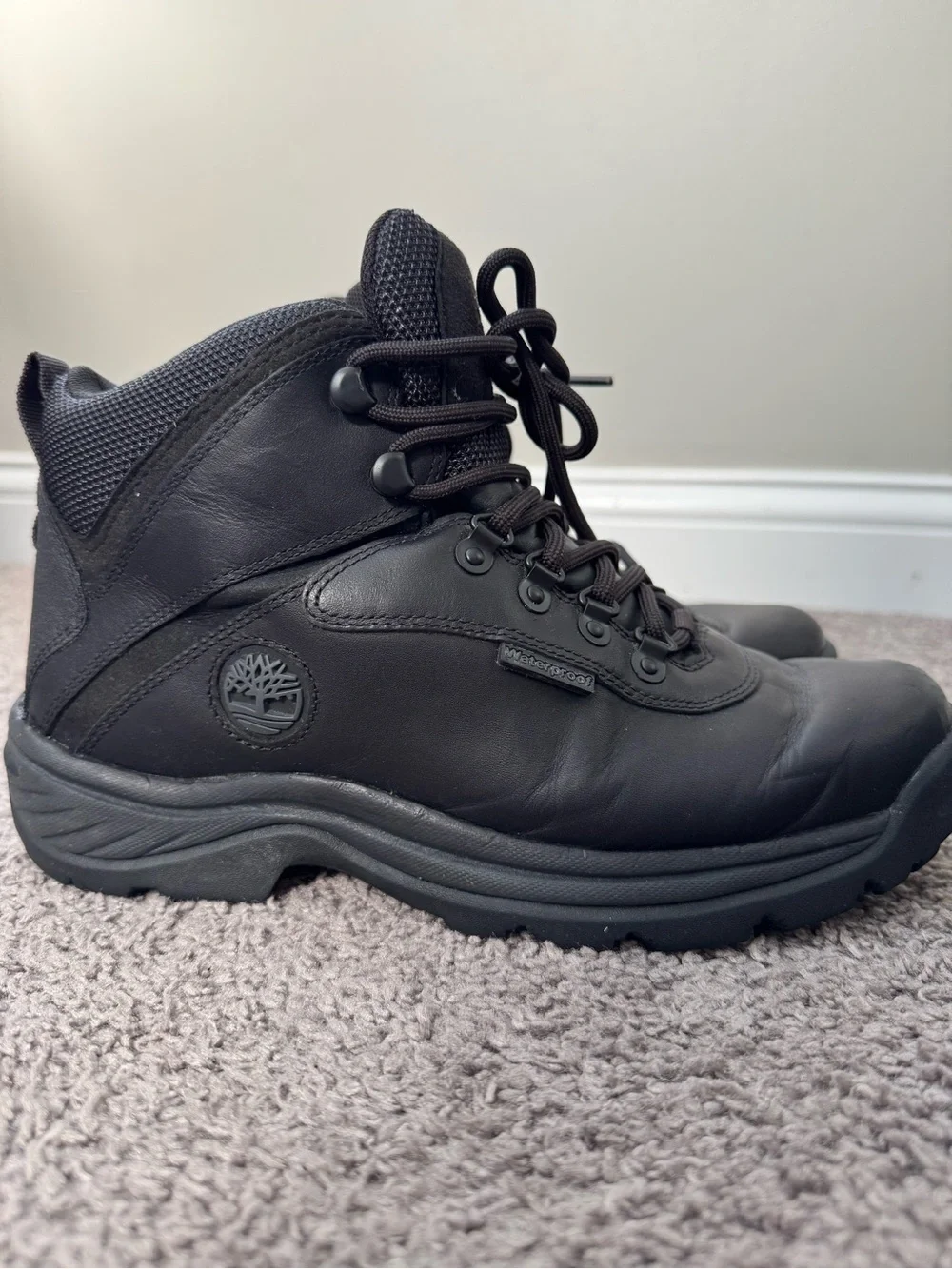 Timberland Men's Black Leather Waterproof Work Boots